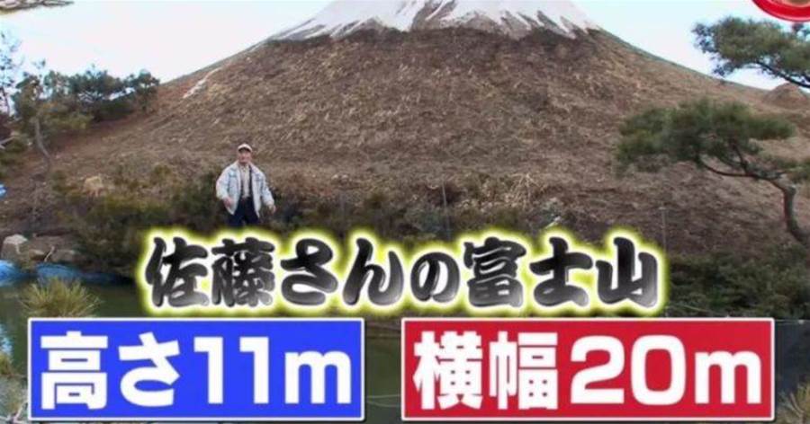 把富士山當做「戀人」的日本阿貝，花費720萬日元在家造了一座「迷你版」富士山！網友：真的好像！